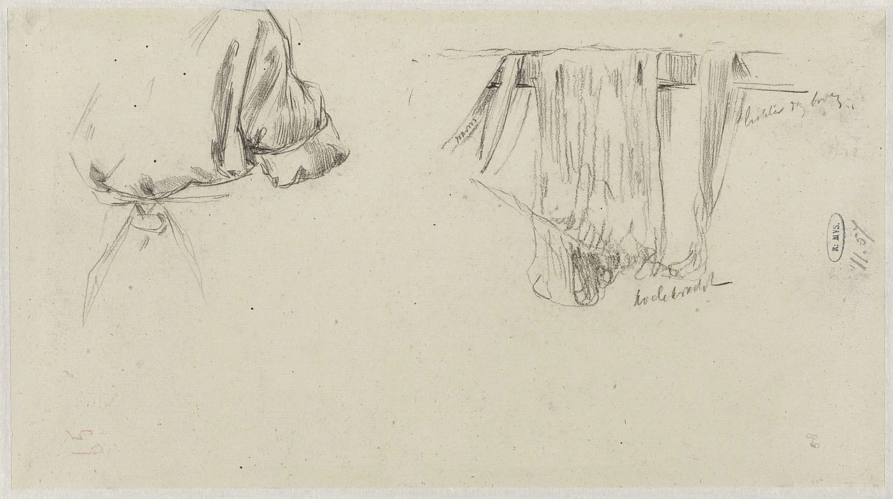 Foglio di studio con schizzo di un operaio e cotone - Rijksmuseum Amsterdam